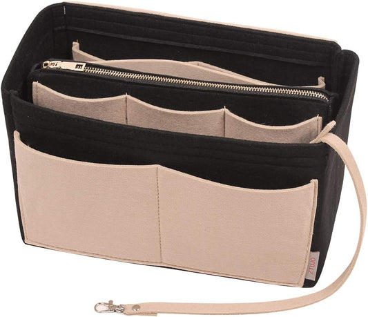 Purse Organizer Insert, Felt Bag Organizer with Metal Zipper, Handbag & Tote Shaper, For Speedy Neverfull Tote