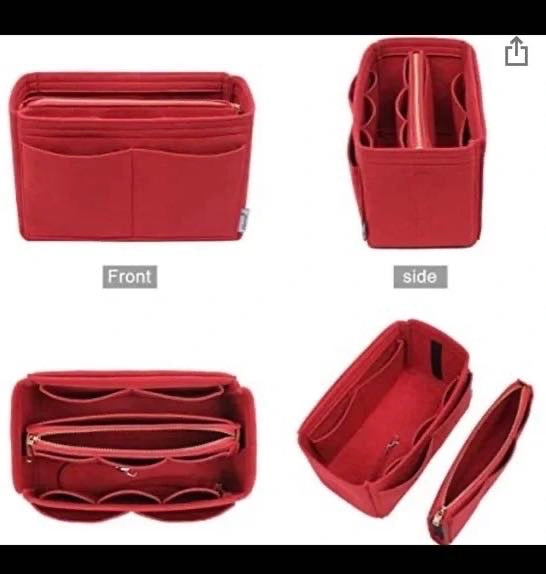 Purse Organizer Insert, with zipper, Handbag & Tote Shaper,Red