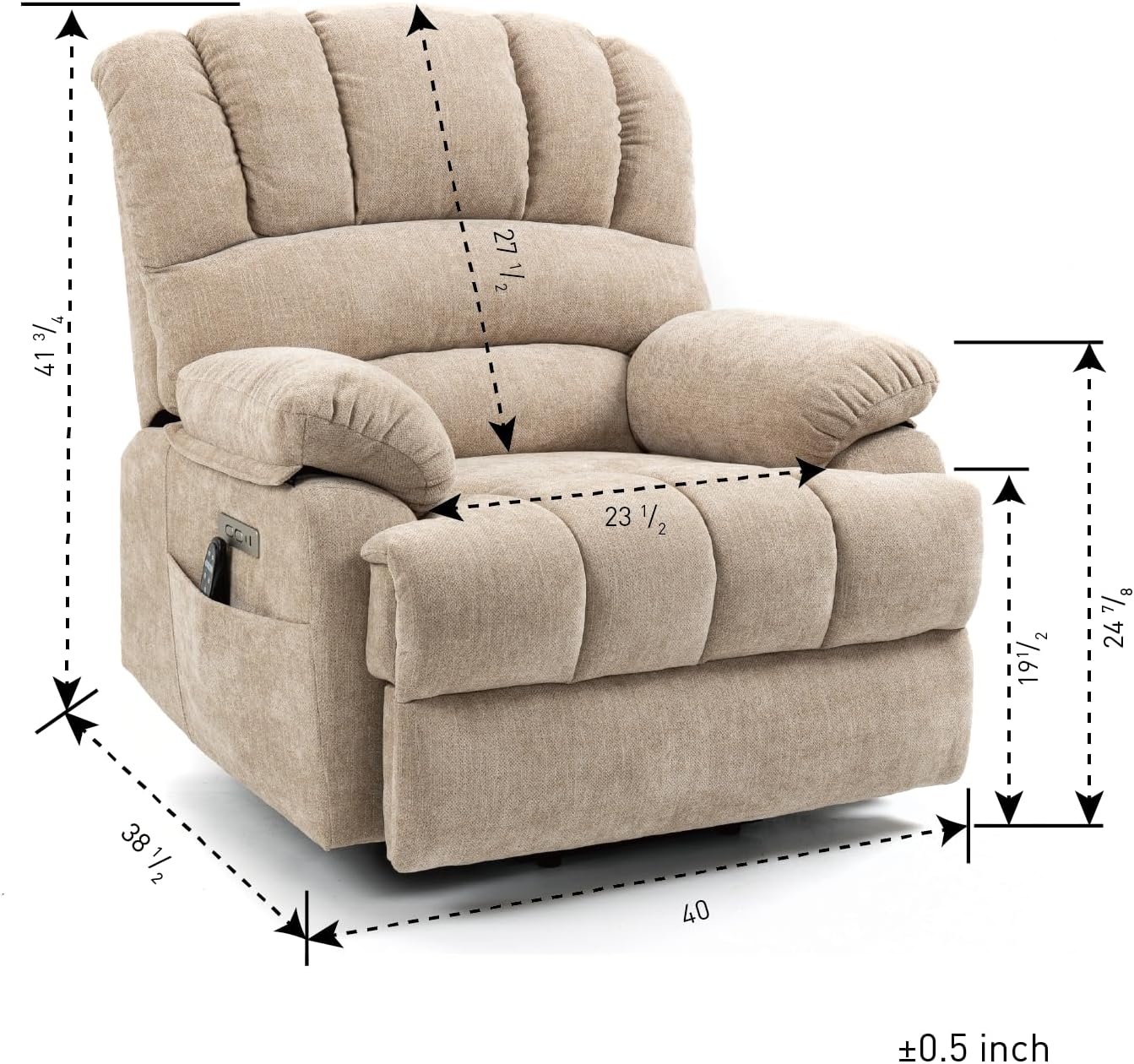 Recliner Chair, Rocking Chair with Massage and Heat, Power Lift Recliner Chair with 8-Point Vibration Massage and Lumbar Heating for Living Room, Bedroom, Nursery (Beige)