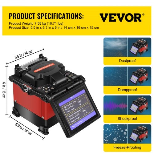 Fiber Fusion Splicer Automatic Focus A-80S FTTH Fiber Optic Fusion Splicer Kit 5 Inch Digital LCD Screen Fusion Splicer Machine Optical Fiber Cleaver Kit