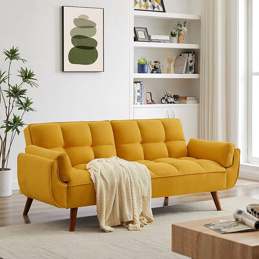 Linen Sofa Sleeper Sofa Adjustable Backrest (90°-180°)
