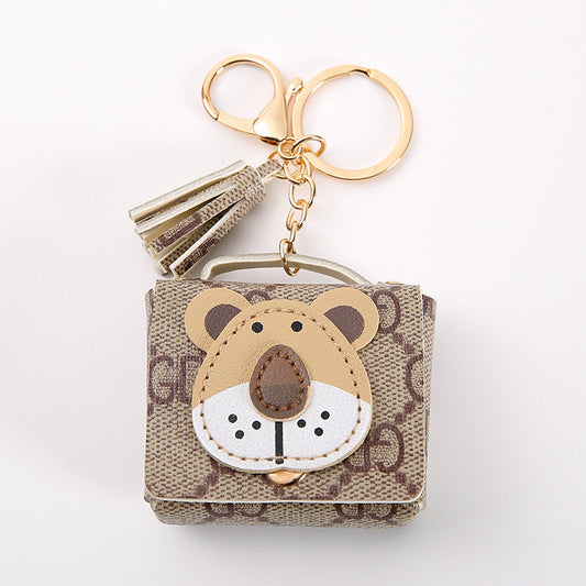 Lion Leather Coin Purse Keychain