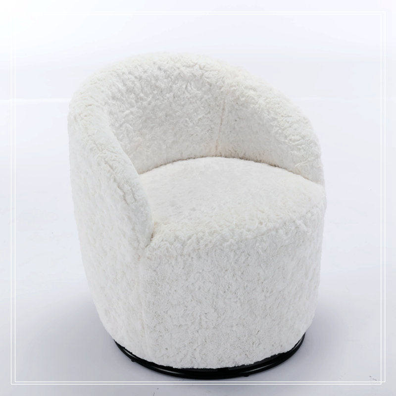 360° Swivel Chair, Soft Touch Modern Teddy Tiny Upholstered Barrel Varity Sofa for Living Room, Bedroom, Indoor Furniture