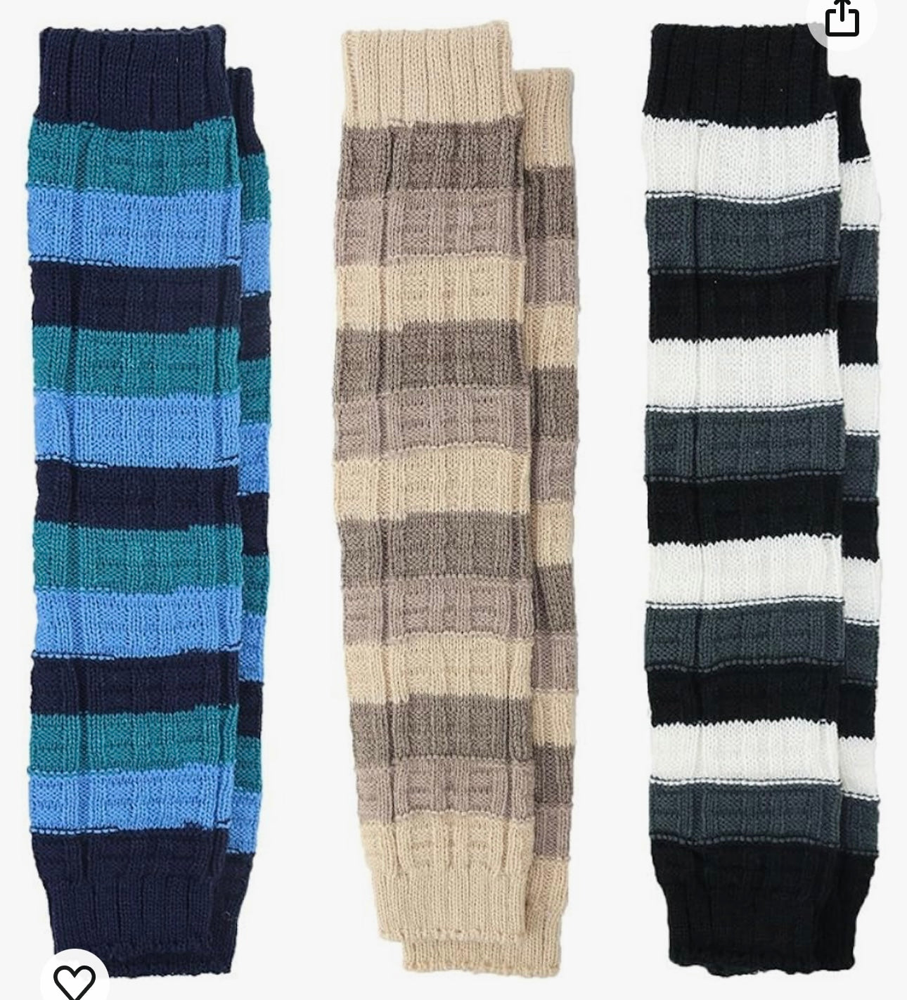 3 Pack Women's Fall Winter Warm Colorful Striped Knit Leg Warmers Long Socks