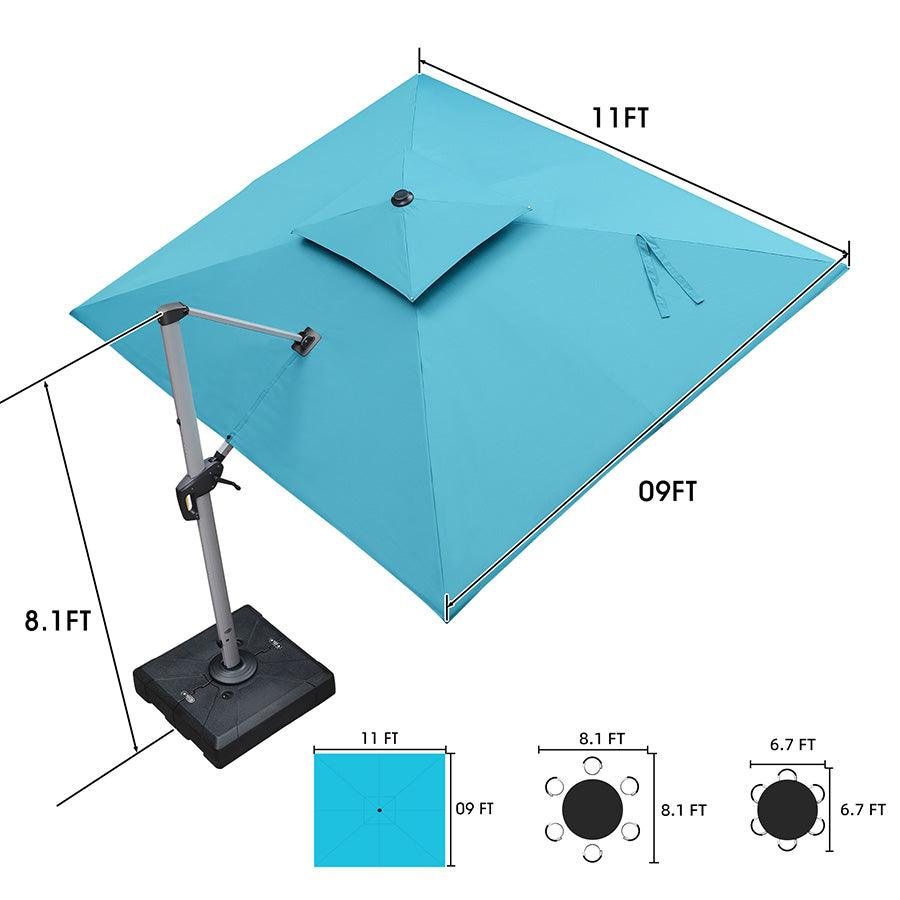 PURPLE LEAF Double Top 9 x 11 ft Rectangle Outdoor Classic Umbrella