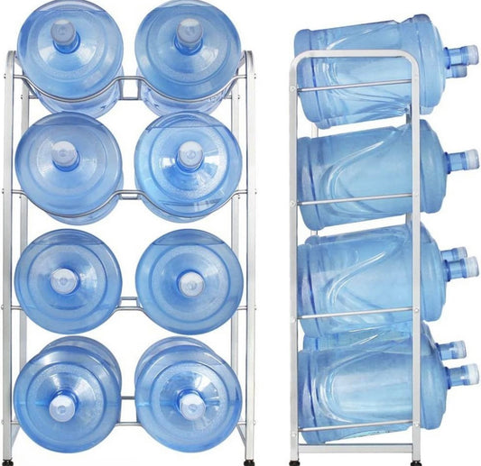 5 Gallon Water Bottle Holder 4-Tier Water Cooler Jug Rack for 8 Bottles Heavy Duty Storage Shelf