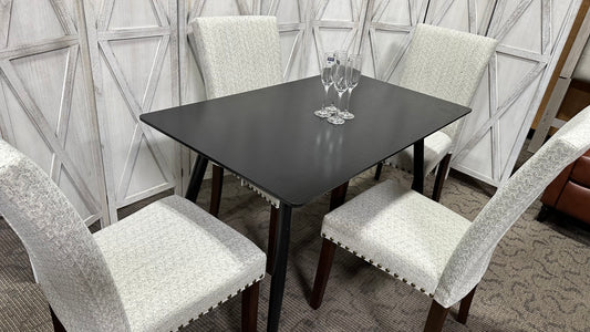 5 pcs Dining Table Set. Table + 4 Chairs Upholstered Corduroy Accent