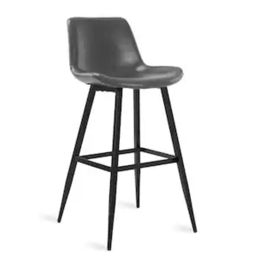 4 PCS Set Dark Gray 30-in H Bar height Upholstered Metal Bar Stool with Back