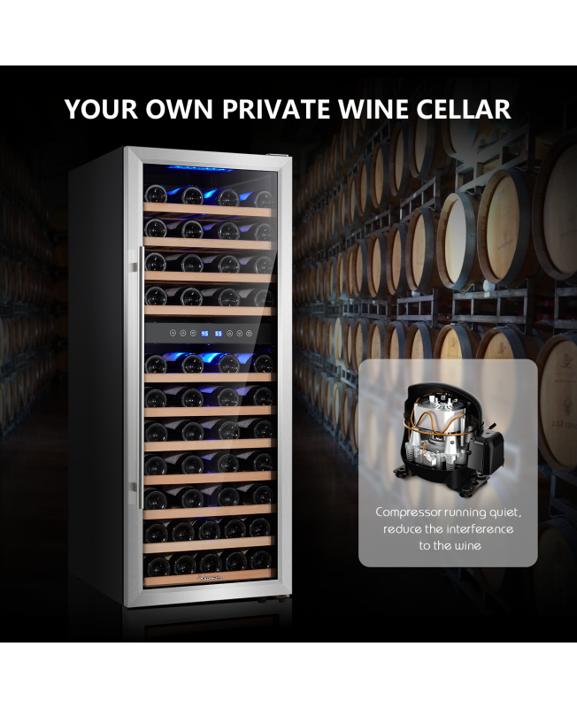 6.7 Cu.ft 73 Bottle Touch Control Compressor Wine Cooler Dual Zone