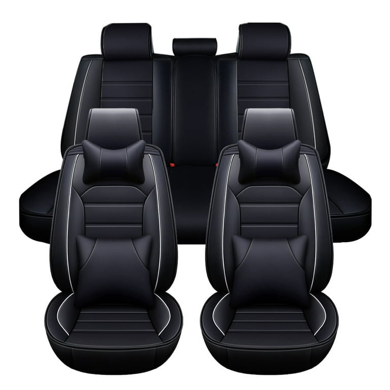 Leather Car Seat Cover Universal 5 Seats Full Set Front Rear Seat Protector