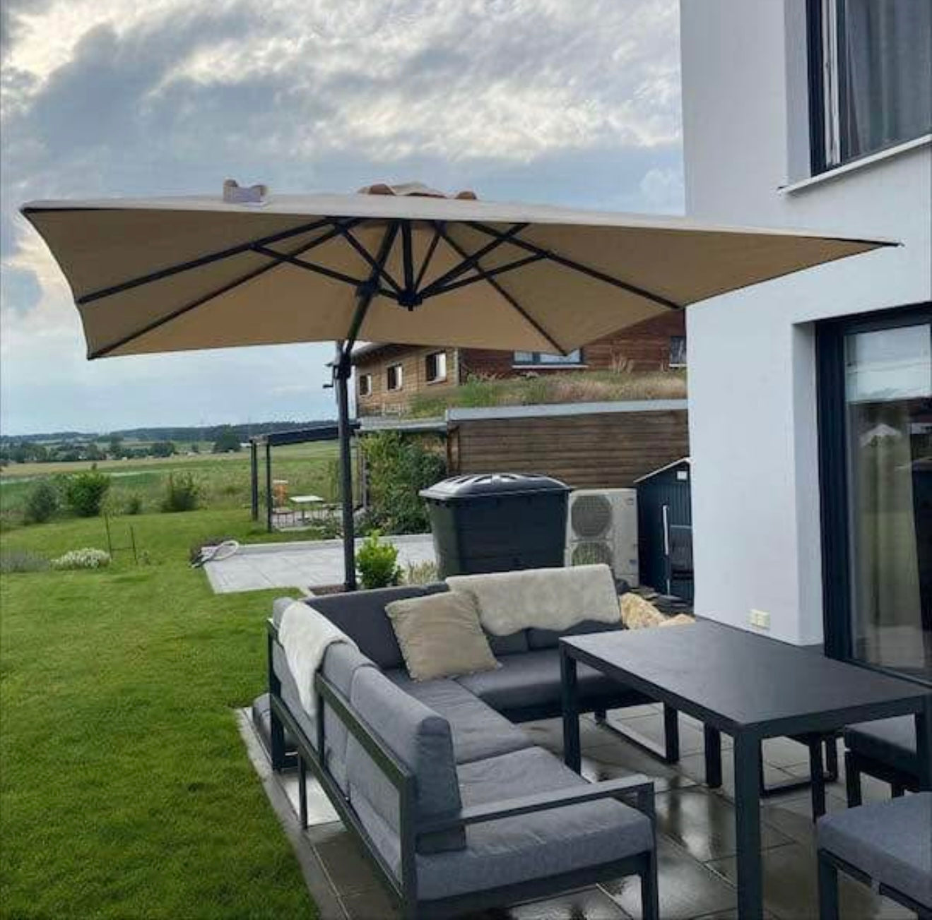 9 x 9 Purple Leaf Cantilever Patio Umbrella(base and crossbar not included)