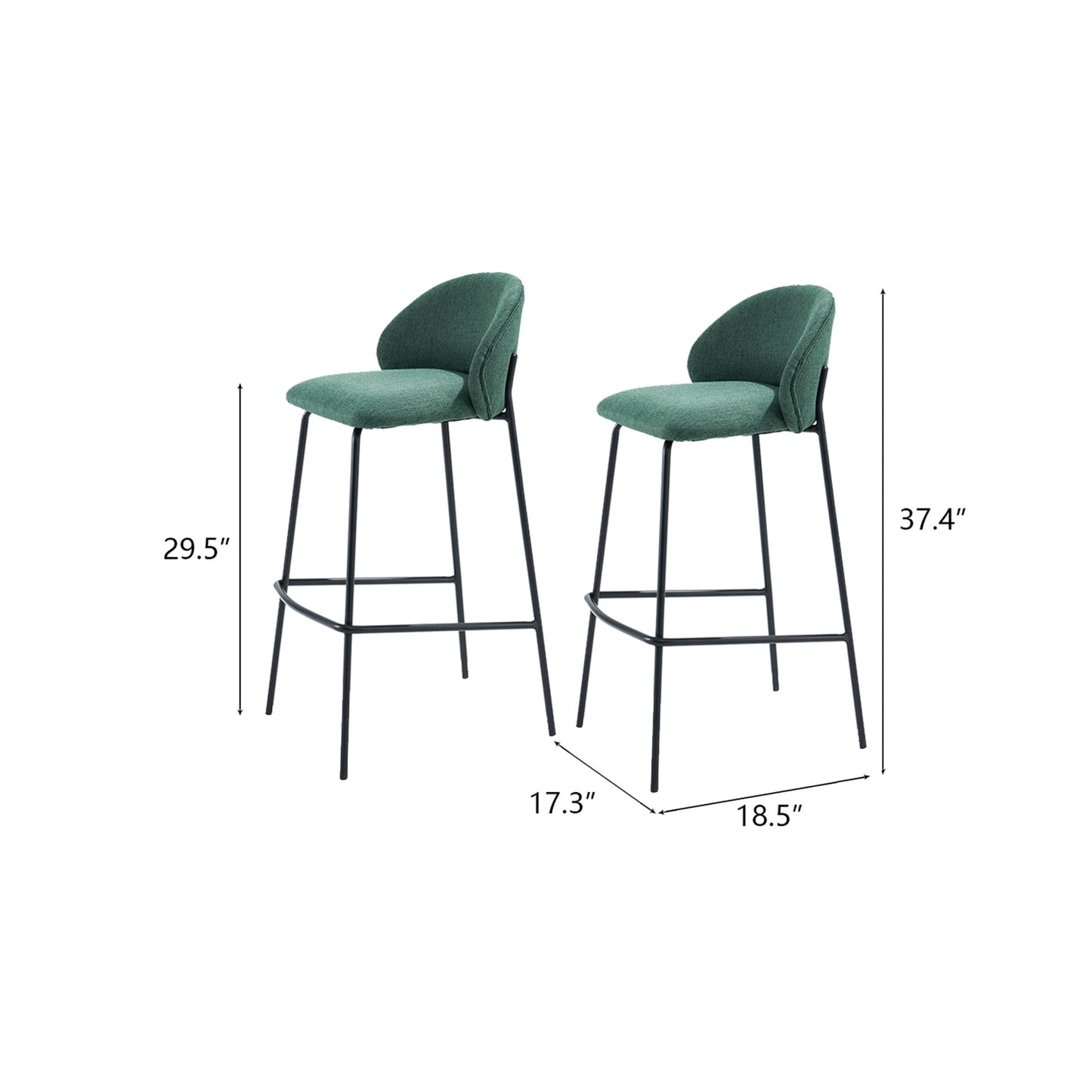 Bar Stools, Modern Cotton and Linen 30”Height Bar Stools with Backrest, Upholstered Bar Chairs for Home, Kitchen Island