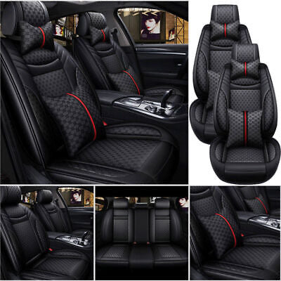 Full Set Universal Leather Front Rear 5-Seats Car Seat Covers Cushion Full Set