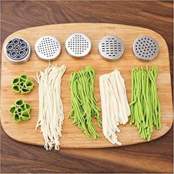 Stainless Steel Manual Noodles Press Machine Pasta Maker with 5 Noodle Molds