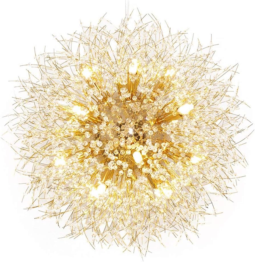 Chandelier LED Dandelion Crystal Chandelier Golden Yellow Warm Light 16 Dining Room Living Room Study Room Bedroom Modern Simple Ceiling Light Lamp