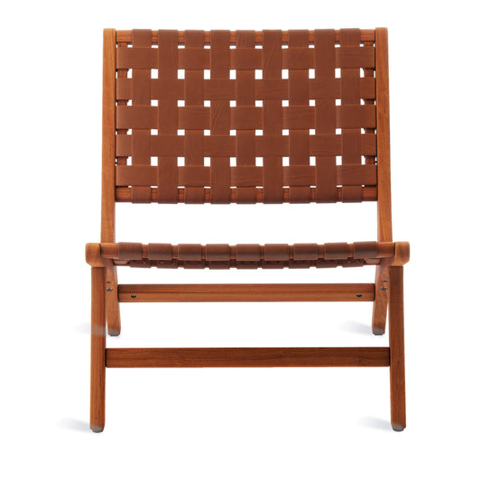 Leather woven accent chair