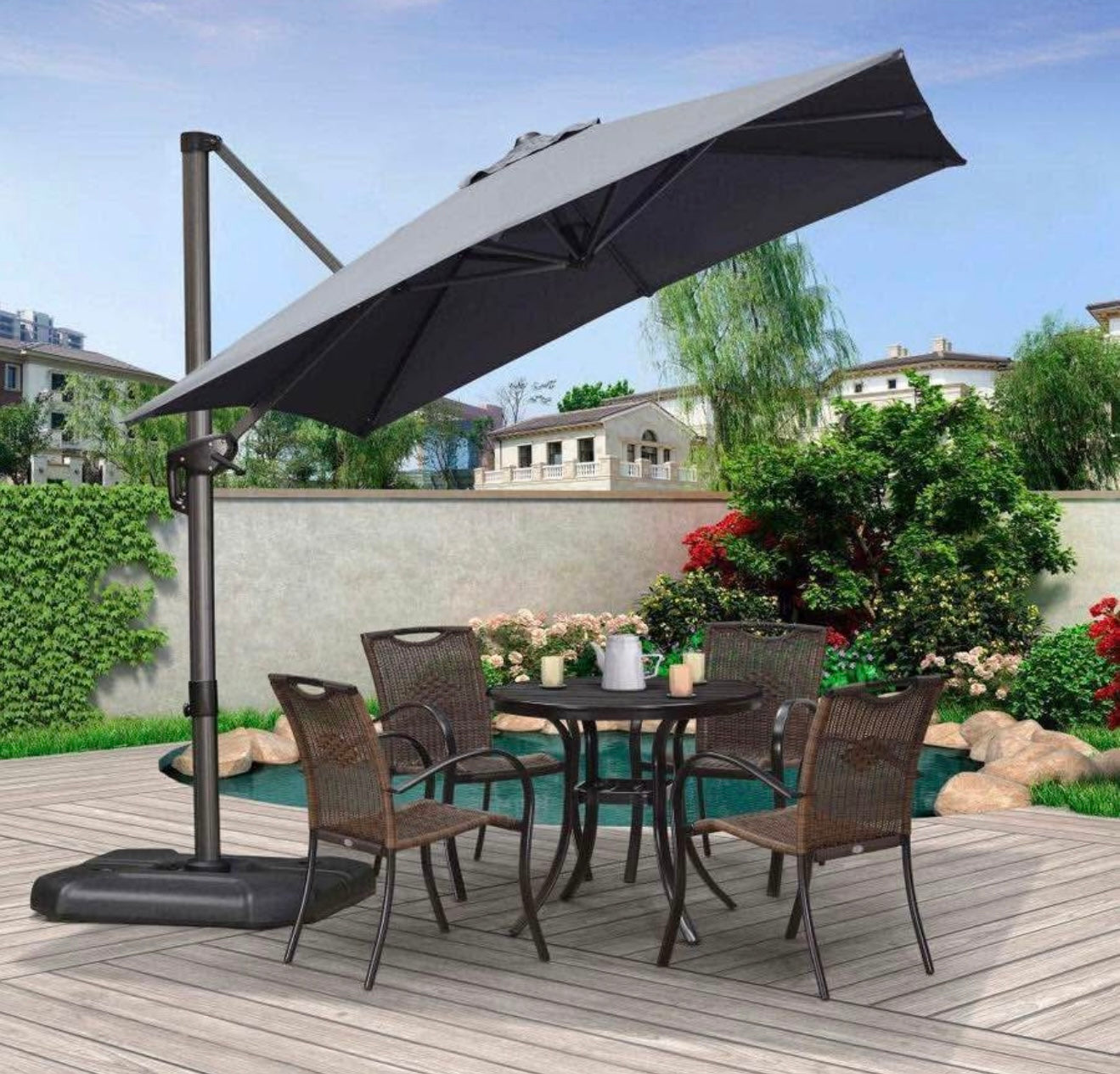8 x 8 Purple Leaf Cantilever Patio Umbrella(base not included)