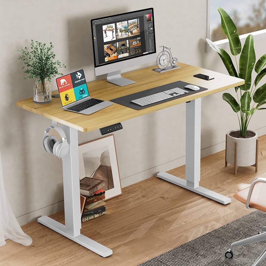 55x24inches Electric Standing Desk with Splice Board,Ergonomic Height Adjustabley. Oak Color