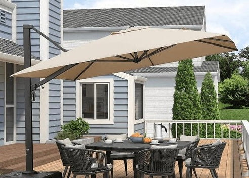 PURPLE LEAF 10x13’ Patio Cantilever Offset Umbrella with 360-degree Rotation