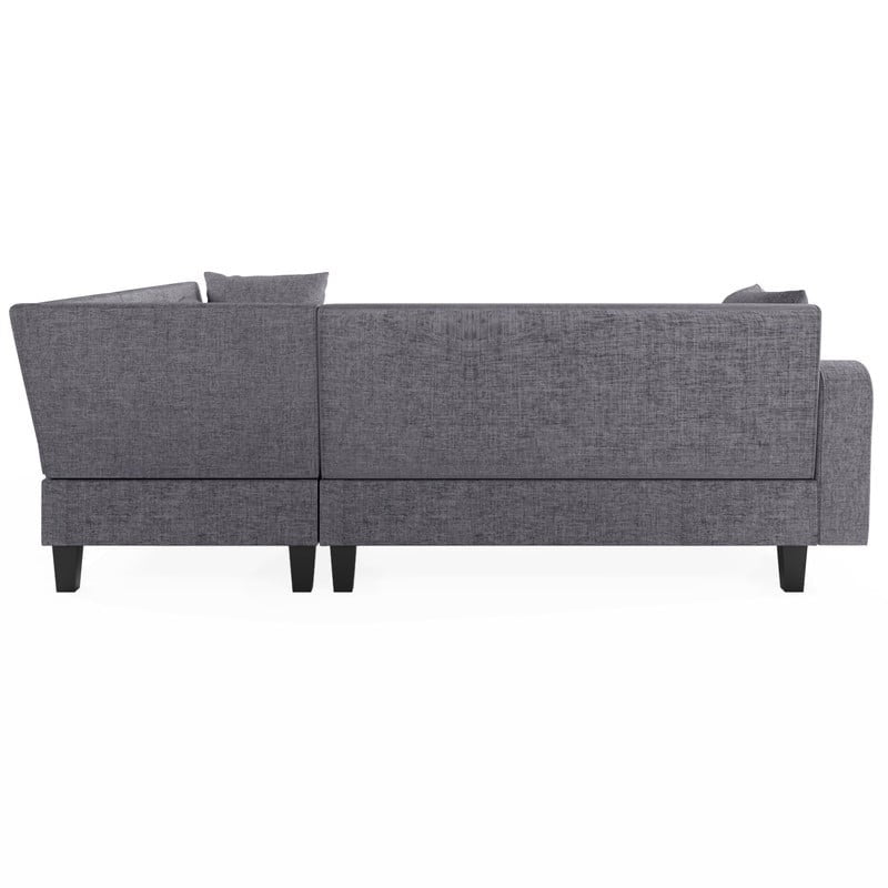 87" Modern Linen L Shape Sectional Sofa with Coffee Table,Sectional Couch with Storage Ottoman