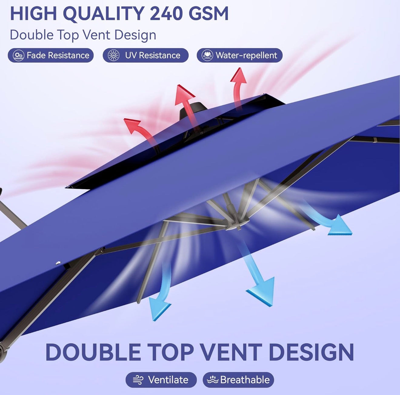 10x10FT Aluminum Cantilever Patio Umbrella - Large Offset Heavy-Duty Umbrella with 360° Rotation, Infinite Tilt, Double Top, 10-Year Rustproof, 5 Year Fade-Resistant for Outdoor, Pool, Beige