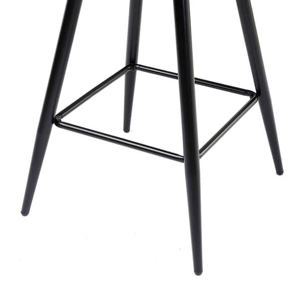 24.5 in. H Gray Metal Counter Height Bar Stools Curved Seat Faux Leather Barstools