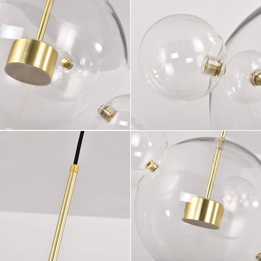 Modern Artistic Chandeliers Bubble 1-Light Clear Globe Glass Sputnik Pendant Light for Dining Room White