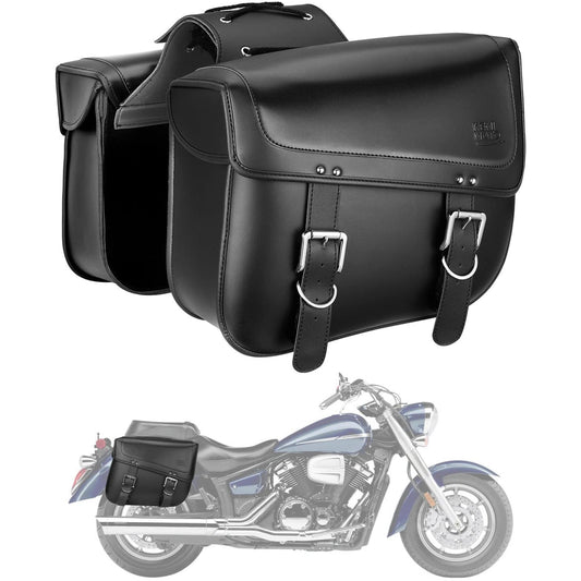 Motorcycles 30L Large Capacity PU Leather Saddle Bags. Set of 2