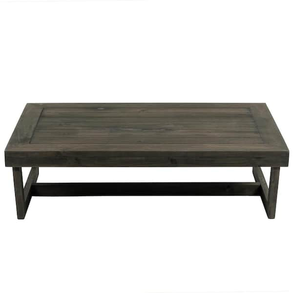 Dark Gray Acacia Wood Modern Rectangle Outdoor Coffee Table