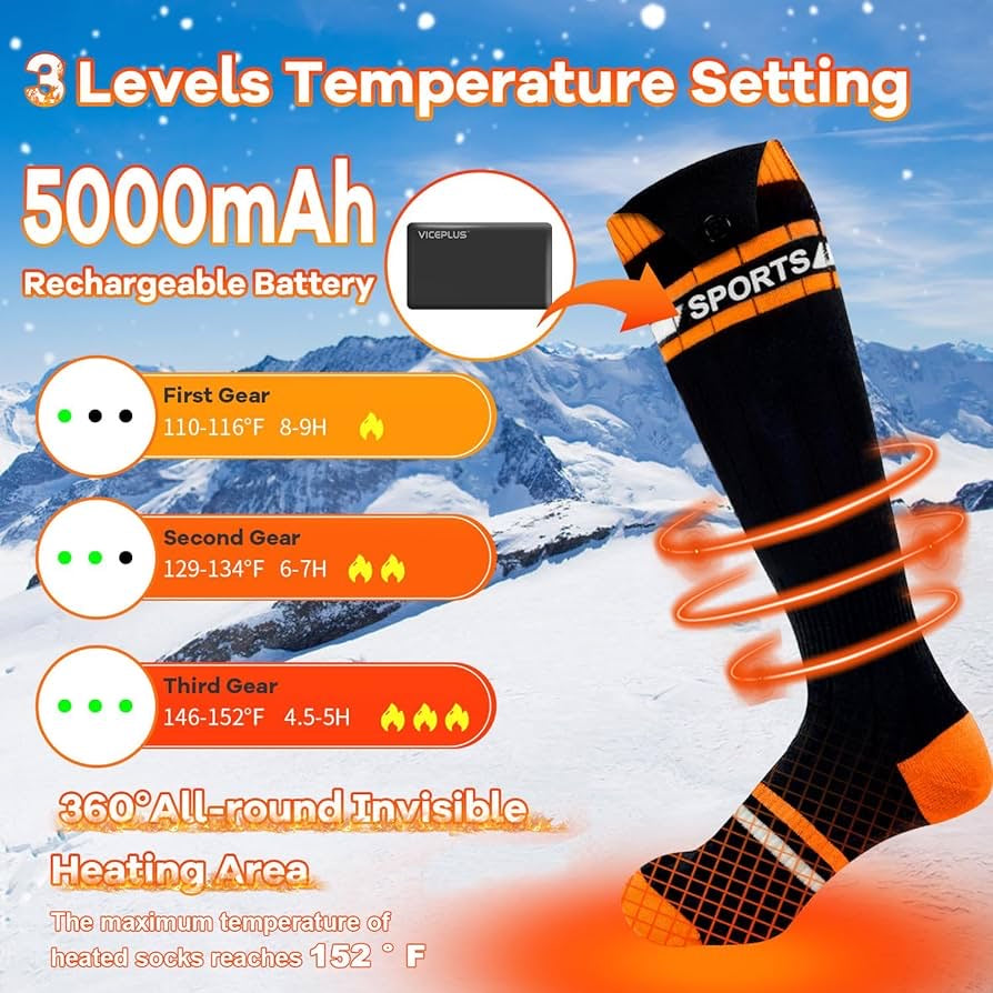 Heated Socks for Men Women Electric Heated Socks 5000mAh Rechargeable Battery Heated Ski Socks APP Control Washable Heated Sox Heating Socks Thermal Socks for Winter Hunting Skiing Outdoor