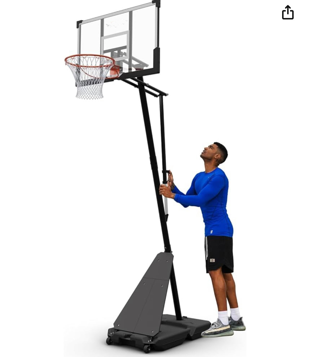 Basketball Hoop with 28-42 Inch Backboard and 2 Wheels, Basketball Hoop Outdoor 3.2-10 FT Adjustable