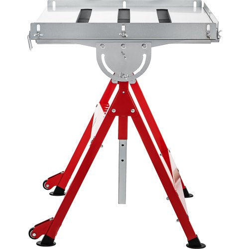 VEVOR Welding Table, 36" x 24", Steel Industrial Workbench w/ 400lbs Load Capacity, Adjustable Angle & Height, Casters, Retractable Guide Rails, Three 1.6" Slots Folding Work Bench