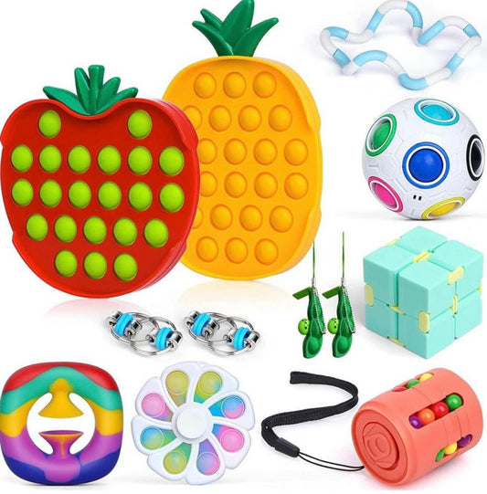 12Pcs Sensory Fidget Toys Gift Set,PopIt Party Favors, Autistic ADHD Stress Relief Tools Poppers