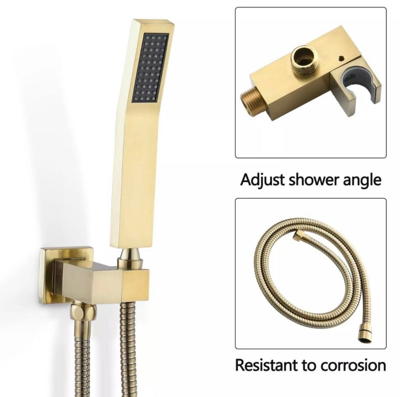 Champagne Bronze Shower System 12inch Brushed Gold Faucet Mixer Trim Kit (Valve Included)
