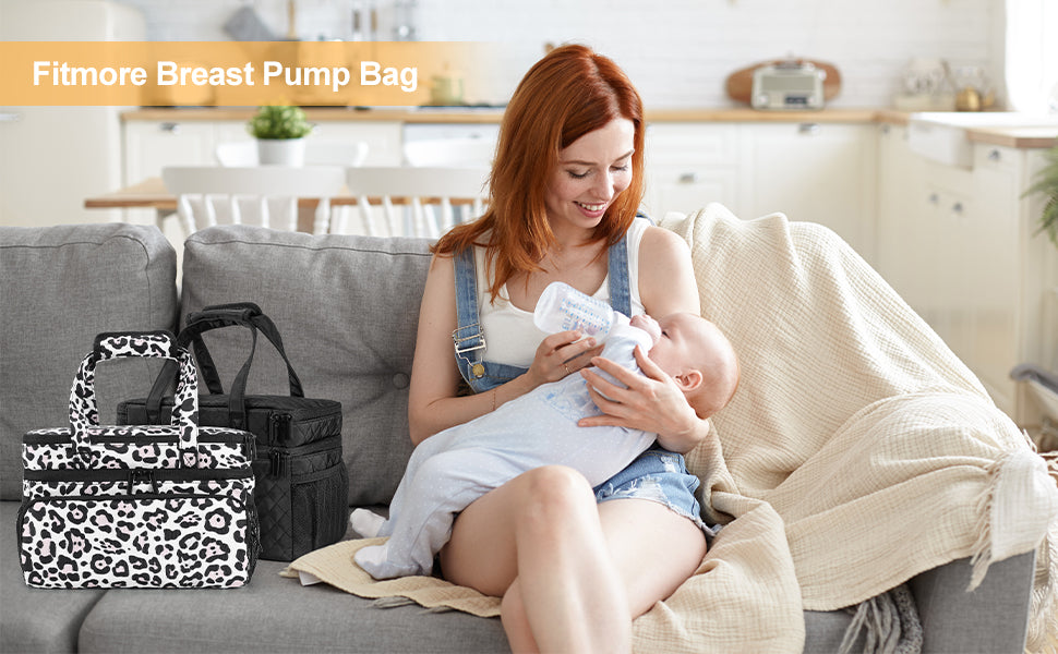 Thickened Breast Pump Bag with Changing Pad and Detachable Dividers | 2-Layer Pumping Bag for Wearable Pump | Breast Pump Tote Bag for Moms (Spectra Pump Inapplicable, Only Bag & Pad, Black)