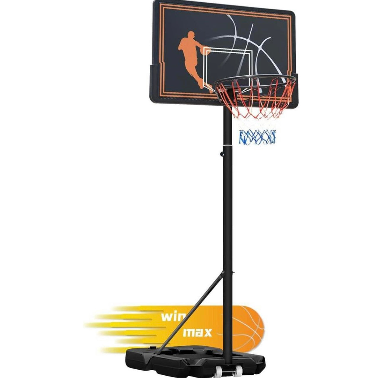 44 Inch Portable Basketball Hoop, 3.8ft to 10ft Backboard Adjustable Height