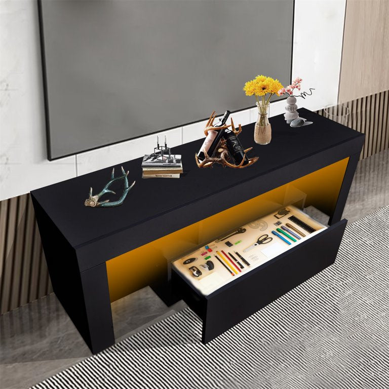 Simple Modern TV Cabinet Brown and Cottage White