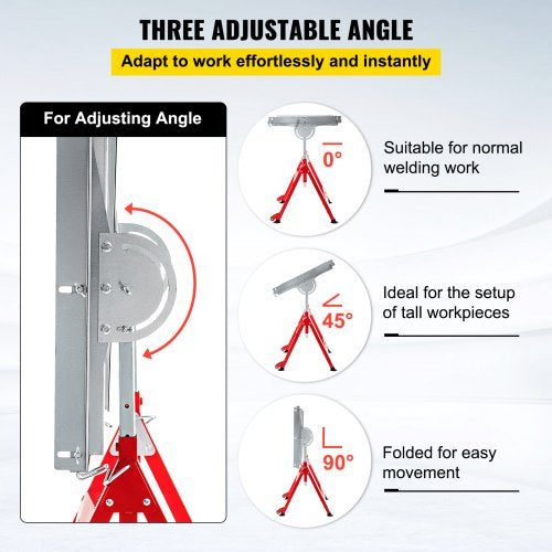 VEVOR Welding Table, 36" x 24", Steel Industrial Workbench w/ 400lbs Load Capacity, Adjustable Angle & Height, Casters, Retractable Guide Rails, Three 1.6" Slots Folding Work Bench