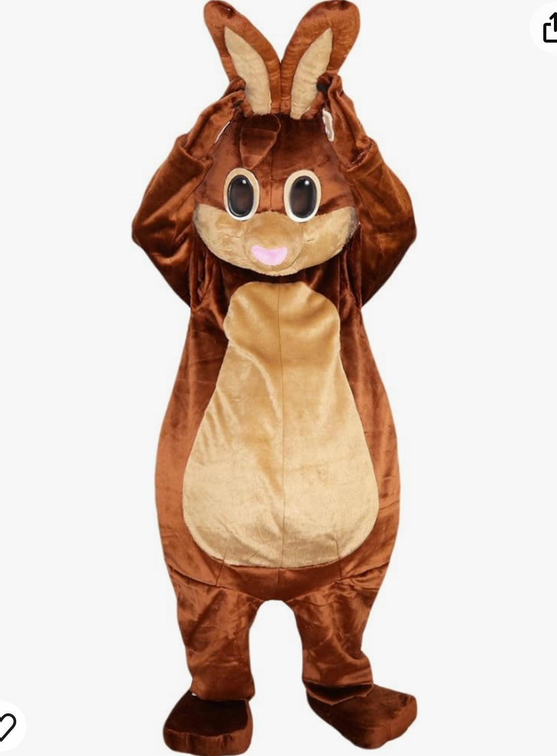 Brown Rabbit Costume Mascot Costume Plush with Mask for Adult Cosplay Party Easter Dress Up