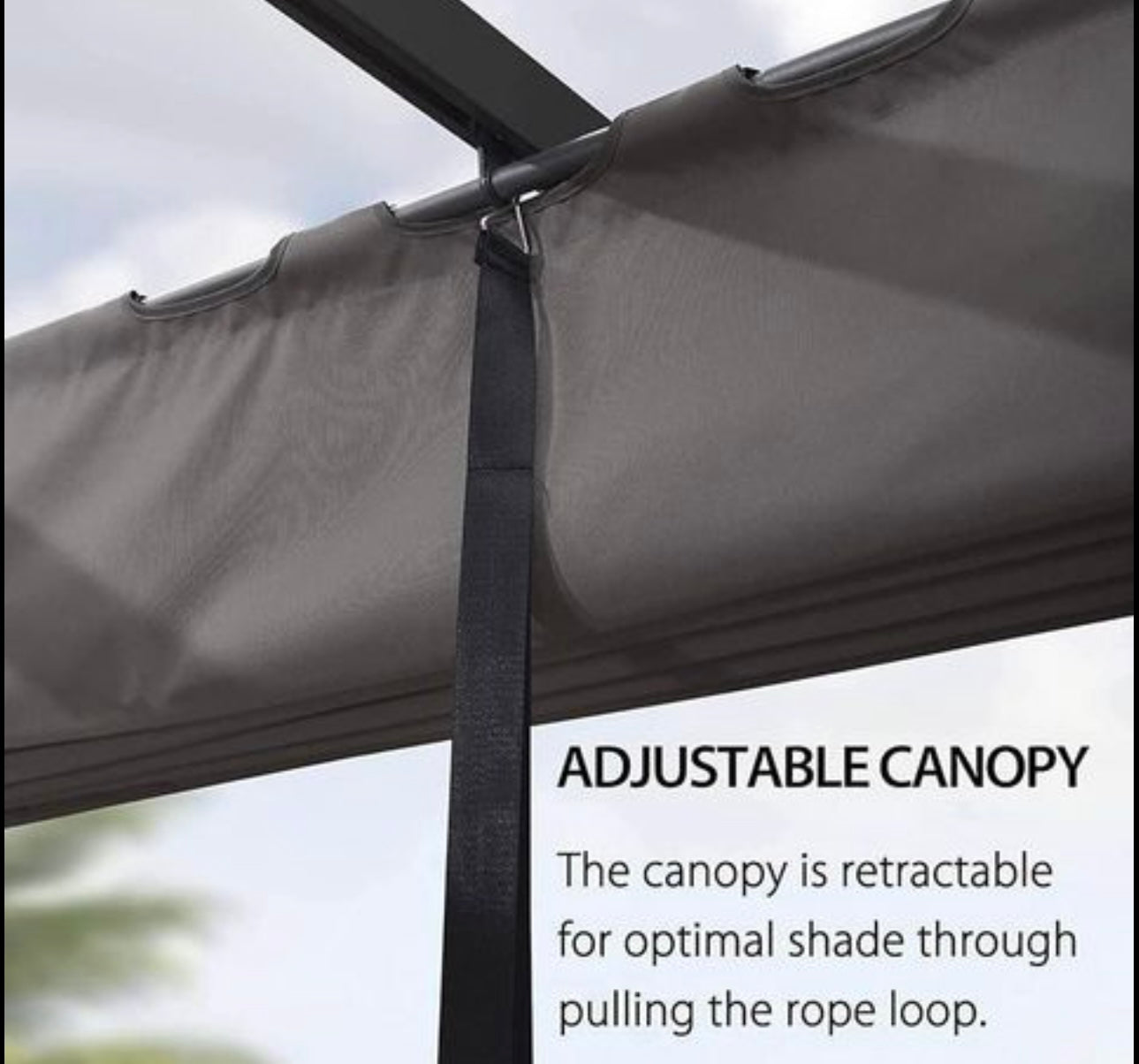 PURPLE LEAF 10' x 13' Retractable Patio Pergola with Double Canopy Outdoor Deck Backyard Garden. Grey