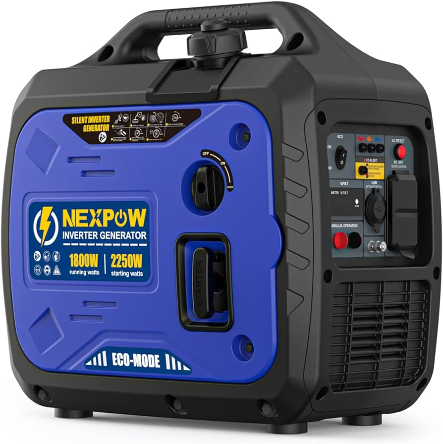 Portable Inverter Generator, 2250W Super Quiet Generator with CO Alarm Ideal,Eco-Mode Feature, Parallel Capability,EPA Compliant,and 5v/3A USB Outlet,Lightweight For Backup Home Us& Camping