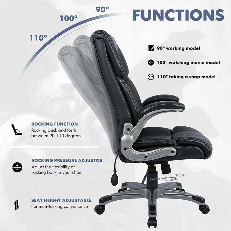 Big Bonded Leather Black Office Ergonomic Executive Computer Chair for Adult