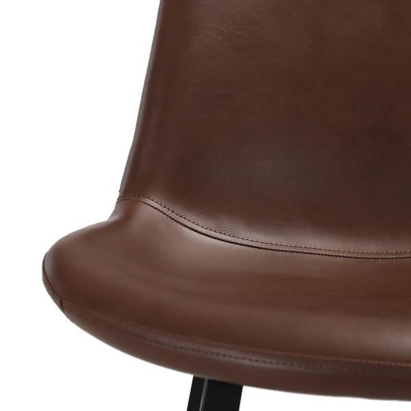 Dark Brown 26 in. Low Back Metal Frame Counter Height Bar Stool with Faux Leather seat