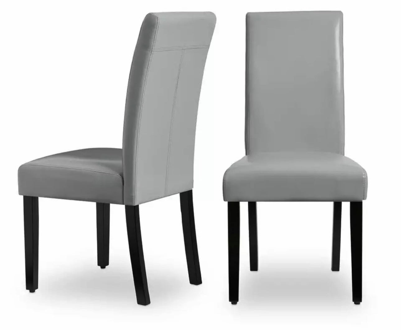 Dining Chairs High Back Padded Wood Rubber Wood Legs Faux Leather, water Resistant. Kitchen Chairs for Home, Restaurants. Gray