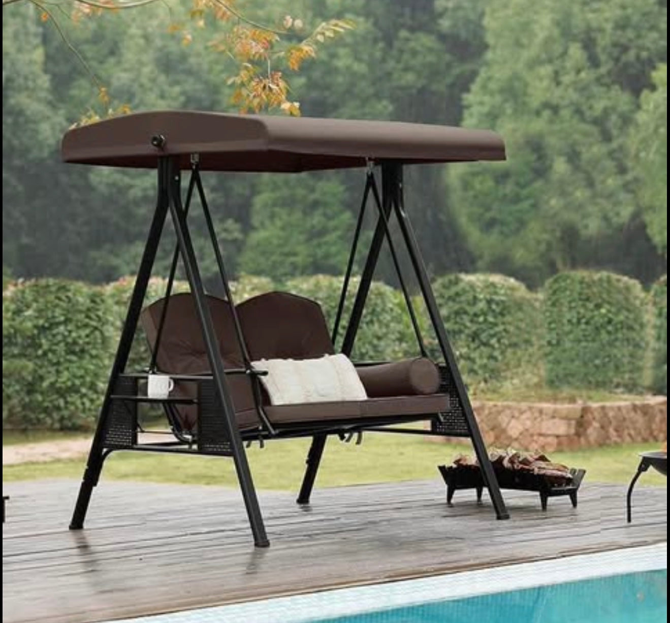 2 Seat Deluxe Outdoor Patio Porch Swing. Purple Leaf