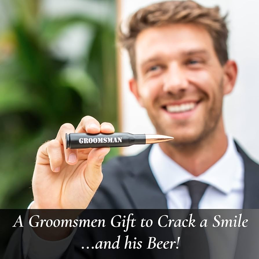 Groomsmen Gifts for Wedding - Engraved ‘GROOMSMAN' 50 Cal Bottle Opener I Set of 1 I Groomsman Gifts for Wedding I Perfect for Groomsmen Proposal I Groomsman Proposal Gifts