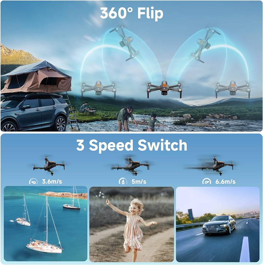 Drone with Camera for Adults, Brushless Motor FPV Foldable RC Drones for Kids with 2 Batteries HD 1080P, Altitude Hold, Headless Mode, One Key Start, 360° Flips, Beyond-Range Loss Alert, Toys Gifts for Men Boys