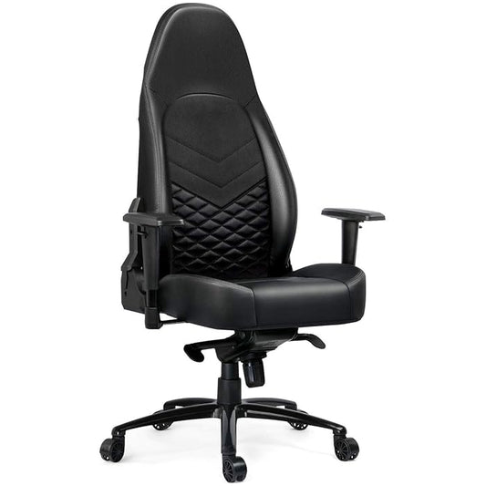 Gaming Chair and Office Chair with Lumbar Support, PU Faux Leather, Black