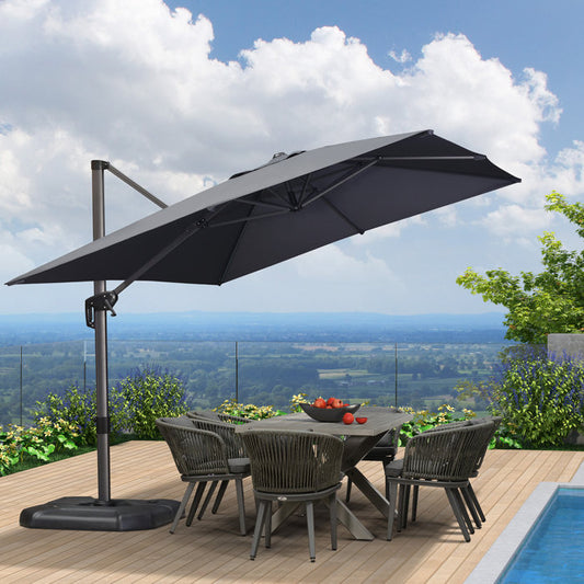 Purple Leaf 9x11.5 Ft Rectangular Cantilever Umbrella. Grey