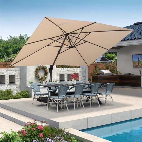 PURPLE LEAF 10x13’ Patio Cantilever Offset Umbrella with 360-degree Rotation